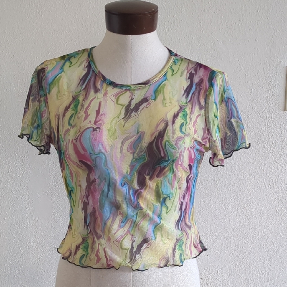 Y2k Multicolor Abstract Women's Top